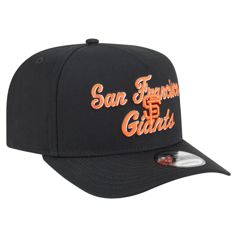 San Francisco Giants Chainstitch 9FIFTY A-Frame Snapback Hat - Black | New Era