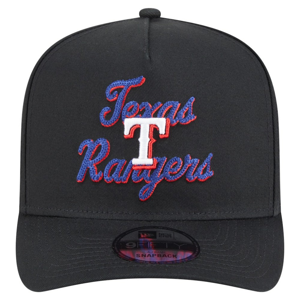 Texas Rangers Chainstitch 9FIFTY A-Frame Snapback Hat - Black | New Era