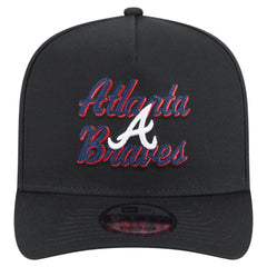 Atlanta Braves Chainstitch 9FIFTY A-Frame Snapback Hat - Black | New Era