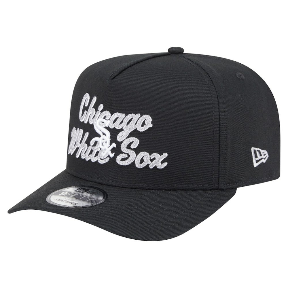 Chicago White Sox Chainstitch 9FIFTY A-Frame Snapback Hat - Black | New Era