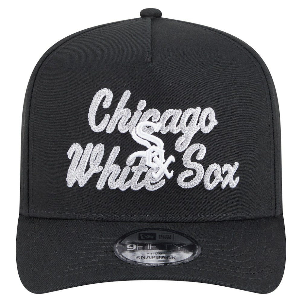 Chicago White Sox Chainstitch 9FIFTY A-Frame Snapback Hat - Black | New Era