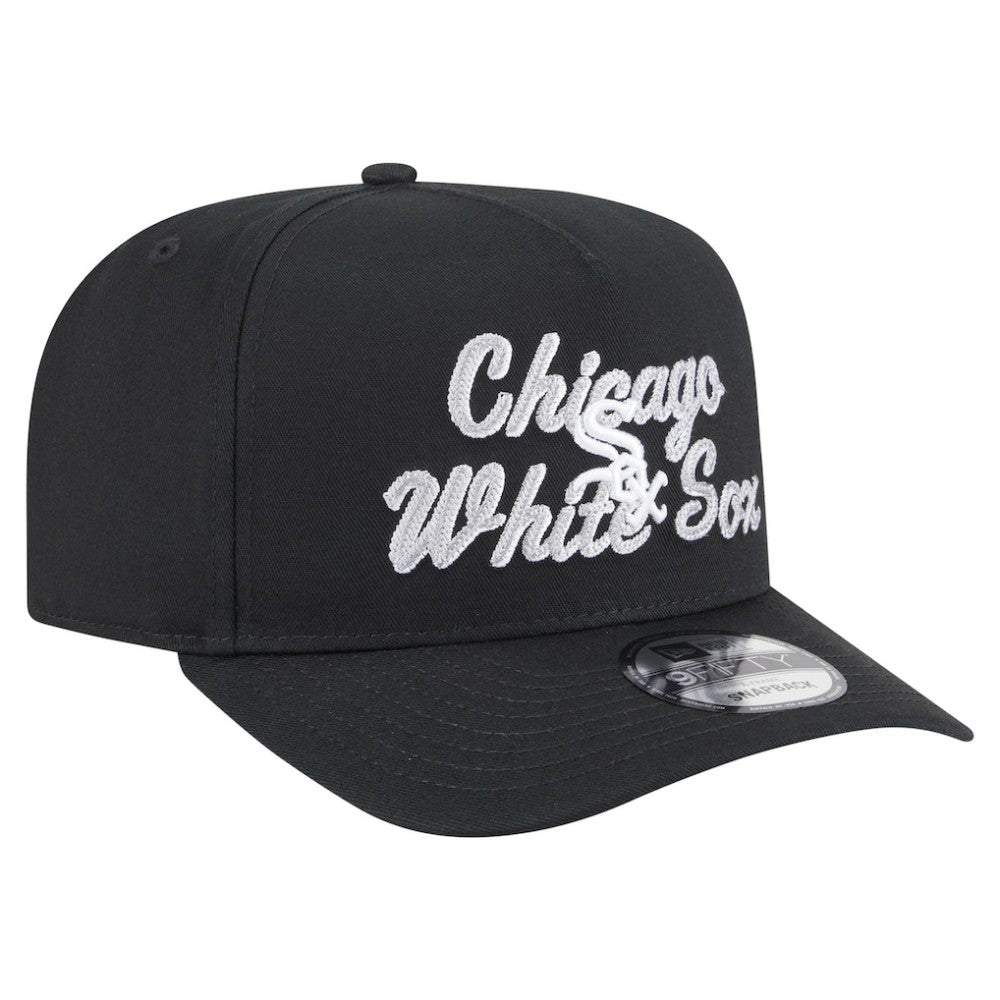 Chicago White Sox Chainstitch 9FIFTY A-Frame Snapback Hat - Black | New Era