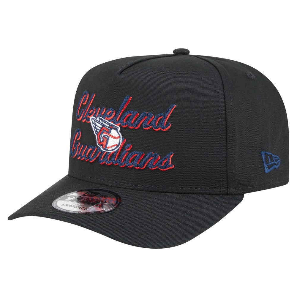 Cleveland Guardians Chainstitch 9FIFTY A-Frame Snapback Hat - Black | New Era