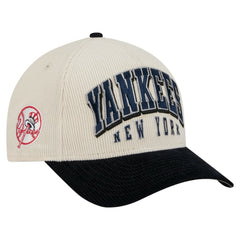 New York Yankees Sided Corduroy 9FORTY A-Frame Adjustable Hat - Cream/Navy | New Era