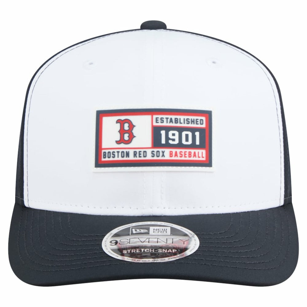 Boston Red Sox Established Patch 9SEVENTY Adjustable Hat - White/Navy | New Era