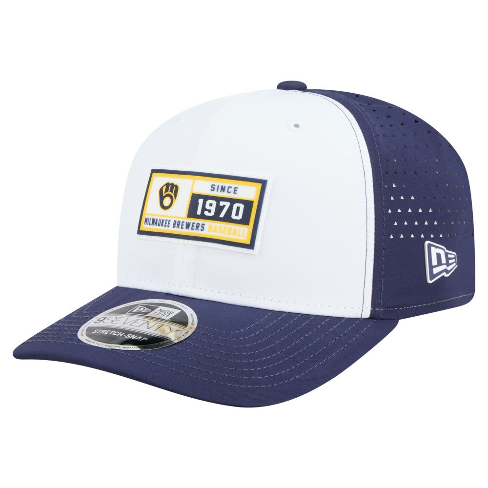 Milwaukee Brewers Established Patch 9SEVENTY Adjustable Hat - White/Navy | New Era