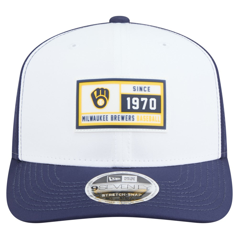 Milwaukee Brewers Established Patch 9SEVENTY Adjustable Hat - White/Navy | New Era