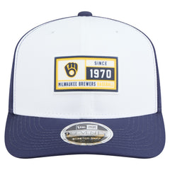 Milwaukee Brewers Established Patch 9SEVENTY Adjustable Hat - White/Navy | New Era