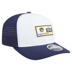 Milwaukee Brewers Established Patch 9SEVENTY Adjustable Hat - White/Navy | New Era