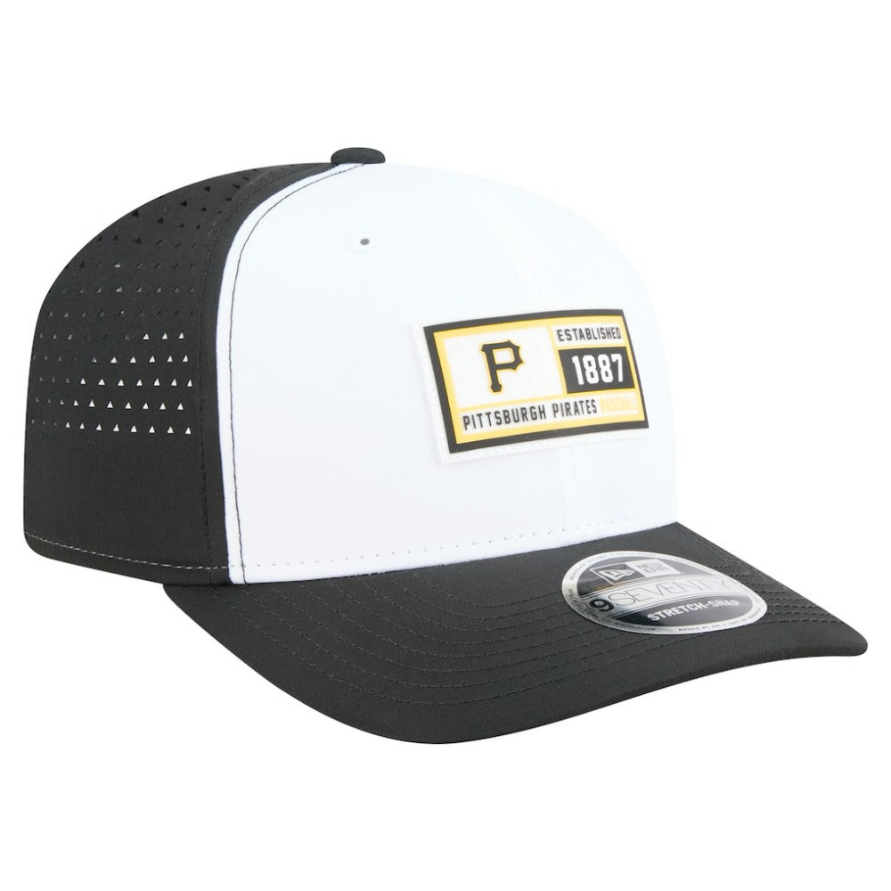 Pittsburgh Pirates Established Patch 9SEVENTY Adjustable Hat - White/Black | New Era