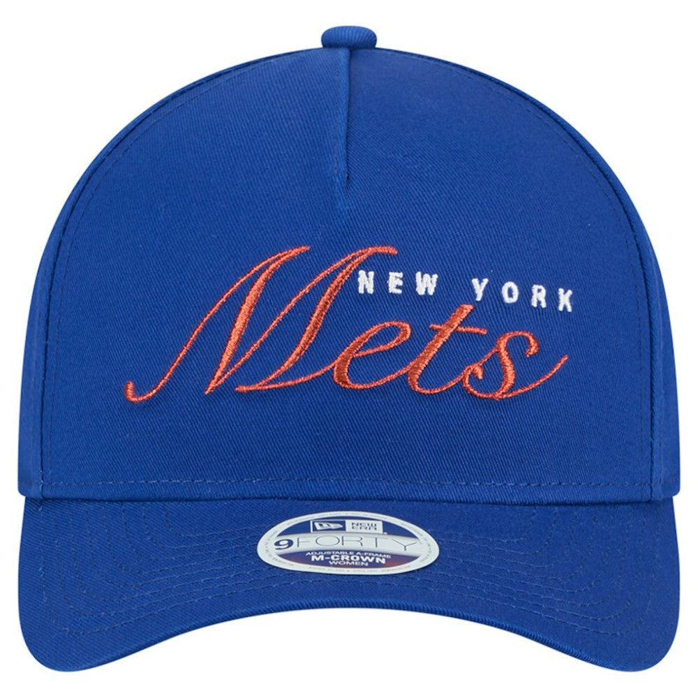 New York Mets Women's Metallic A-Frame 9FORTY Adjustable Hat - Royal | New Era