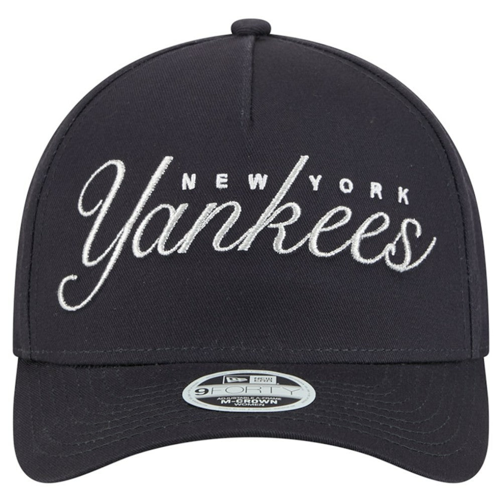 New York Yankees Women's Metallic A-Frame 9FORTY Adjustable Hat - Navy | New Era