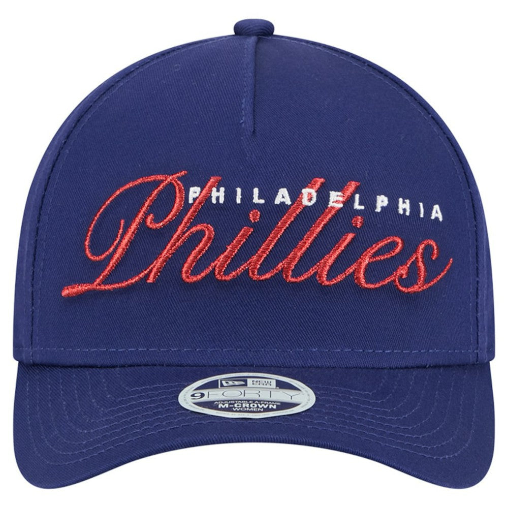 Philadelphia Phillies Women's Metallic A-Frame 9FORTY Adjustable Hat - Royal | New Era