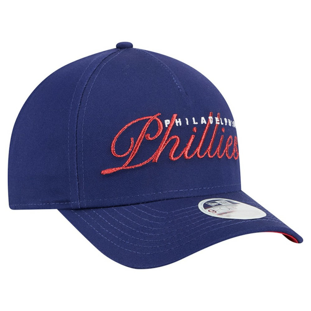 Philadelphia Phillies Women's Metallic A-Frame 9FORTY Adjustable Hat - Royal | New Era
