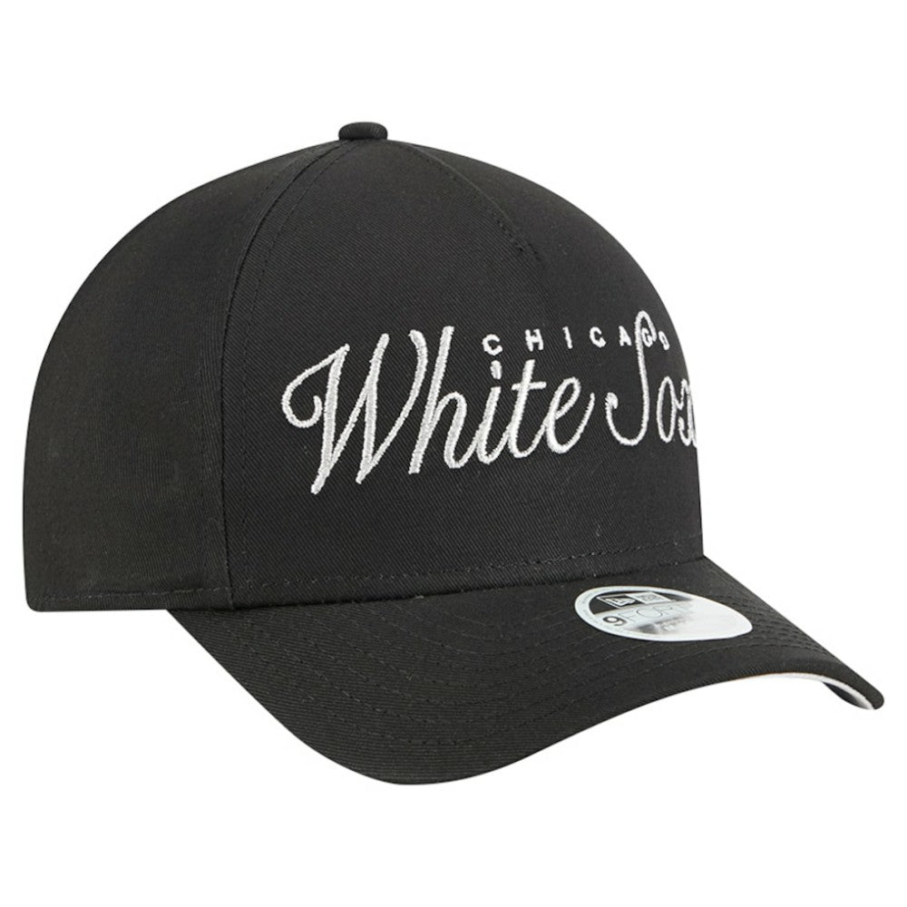 Chicago White Sox Women's Metallic A-Frame 9FORTY Adjustable Hat - Black | New Era