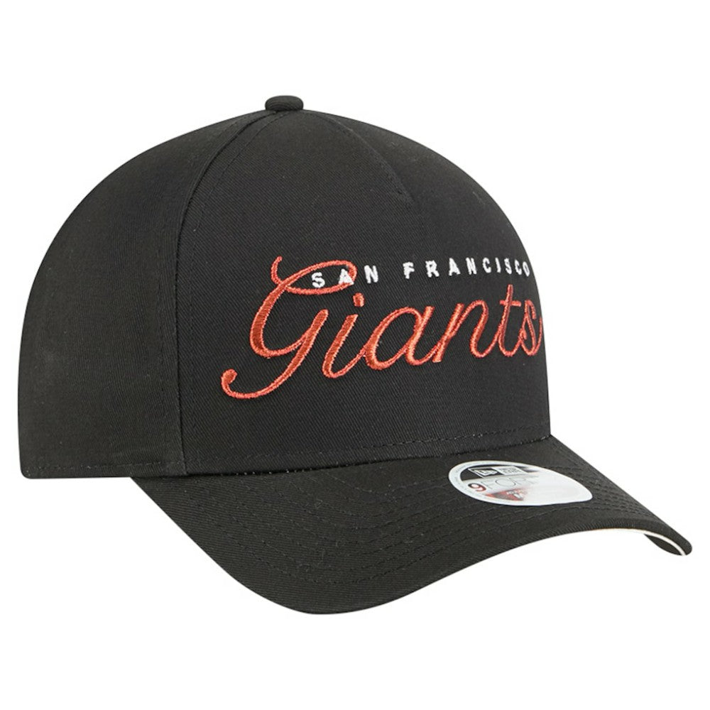 San Francisco Giants Women's Metallic A-Frame 9FORTY Adjustable Hat - Black | New Era