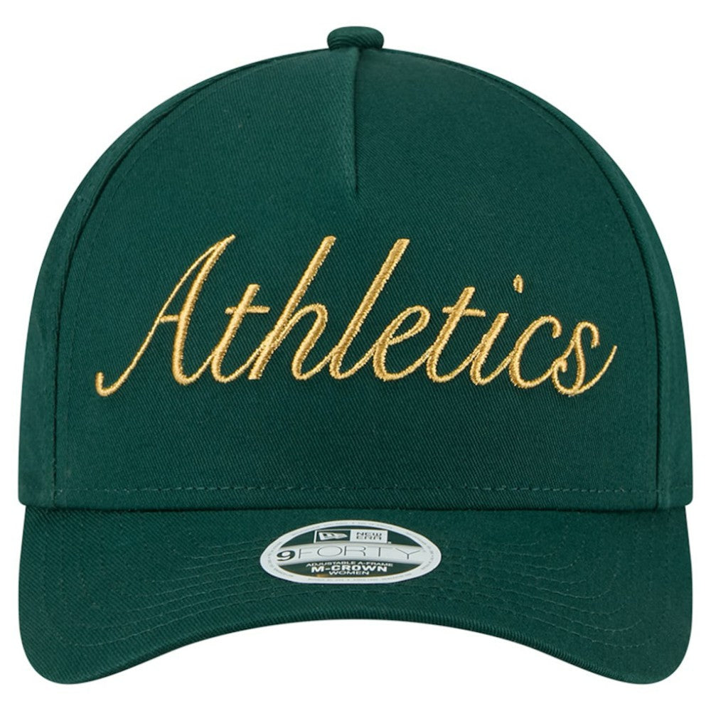 Athletics Women's Metallic A-Frame 9FORTY Adjustable Hat - Green | New Era