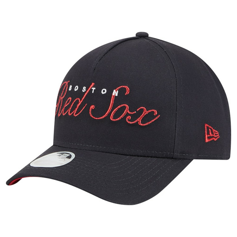Boston Red Sox Women's Metallic A-Frame 9FORTY Adjustable Hat - Navy | New Era