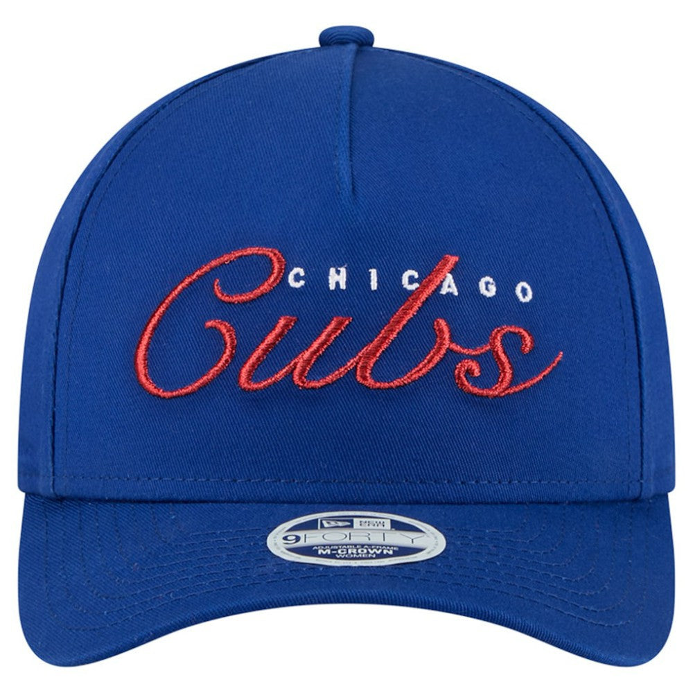 Chicago Cubs Women's Metallic A-Frame 9FORTY Adjustable Hat - Royal | New Era