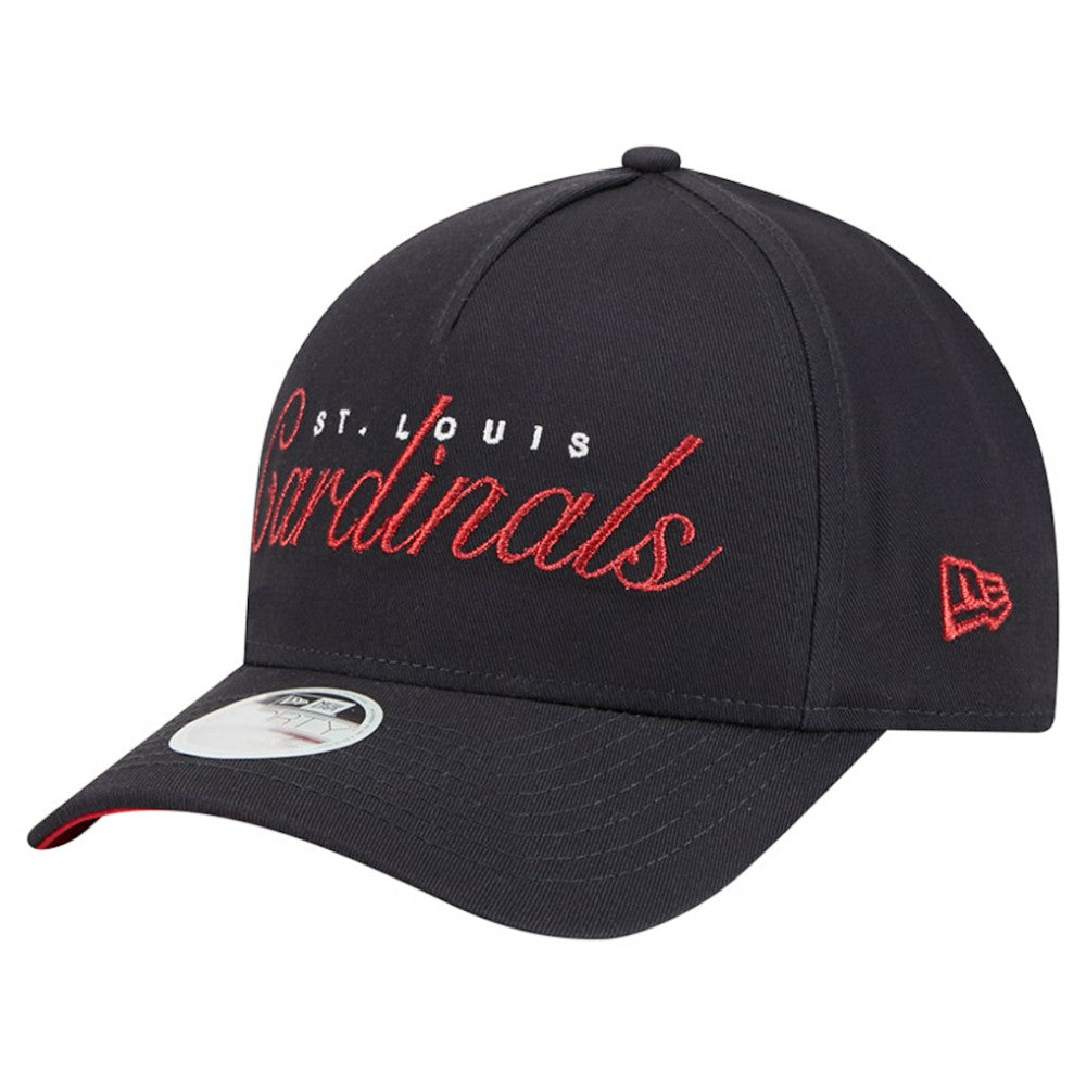St. Louis Cardinals Women's Metallic A-Frame 9FORTY Adjustable Hat - Navy | New Era