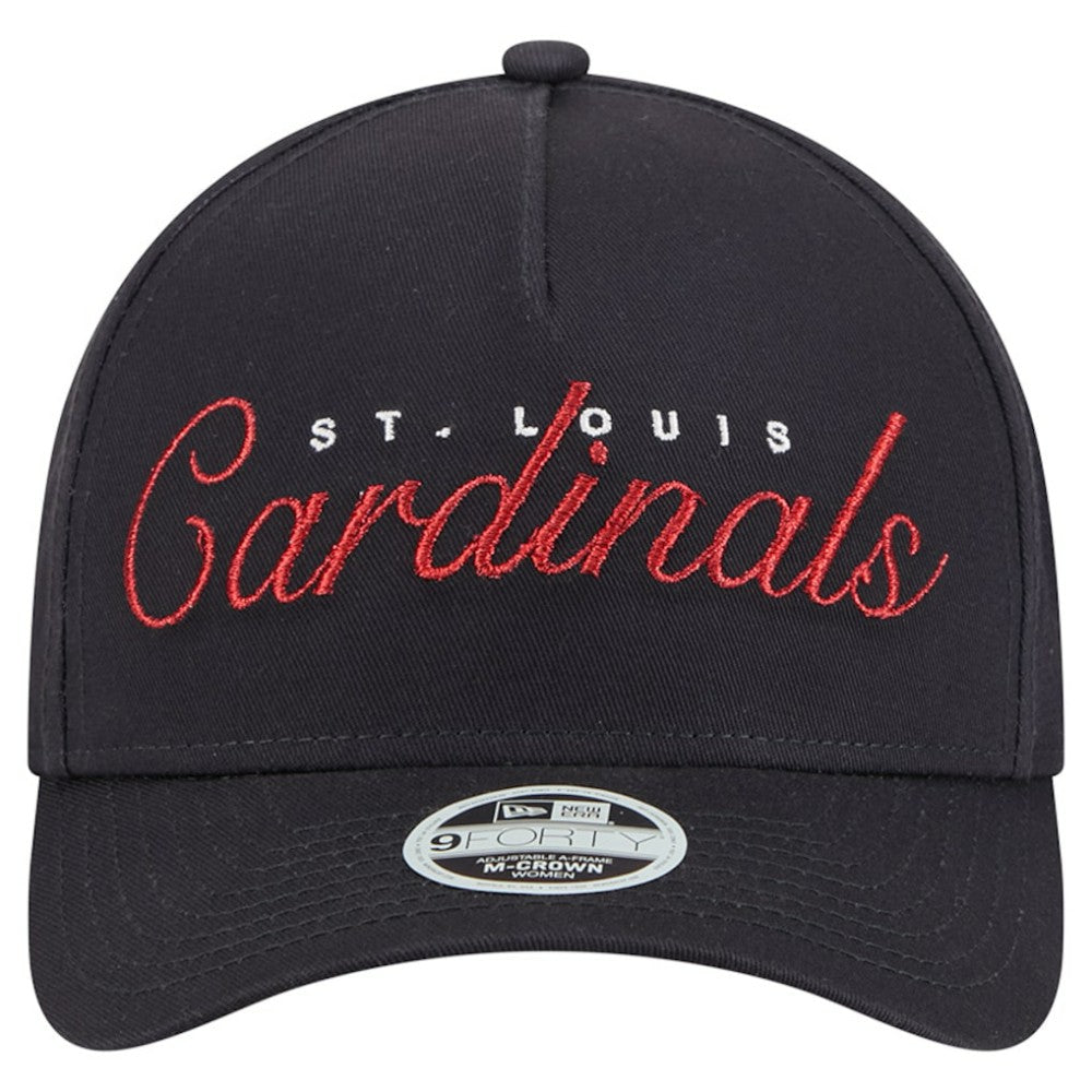 St. Louis Cardinals Women's Metallic A-Frame 9FORTY Adjustable Hat - Navy | New Era