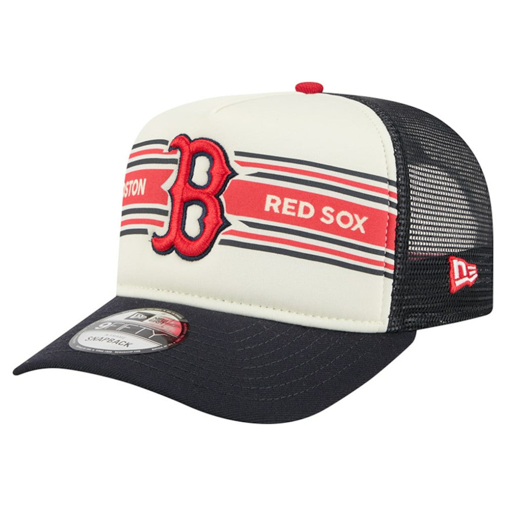 Boston Red Sox Banner A-Frame 9FIFTY Trucker Snapback Hat - Cream/Navy | New Era