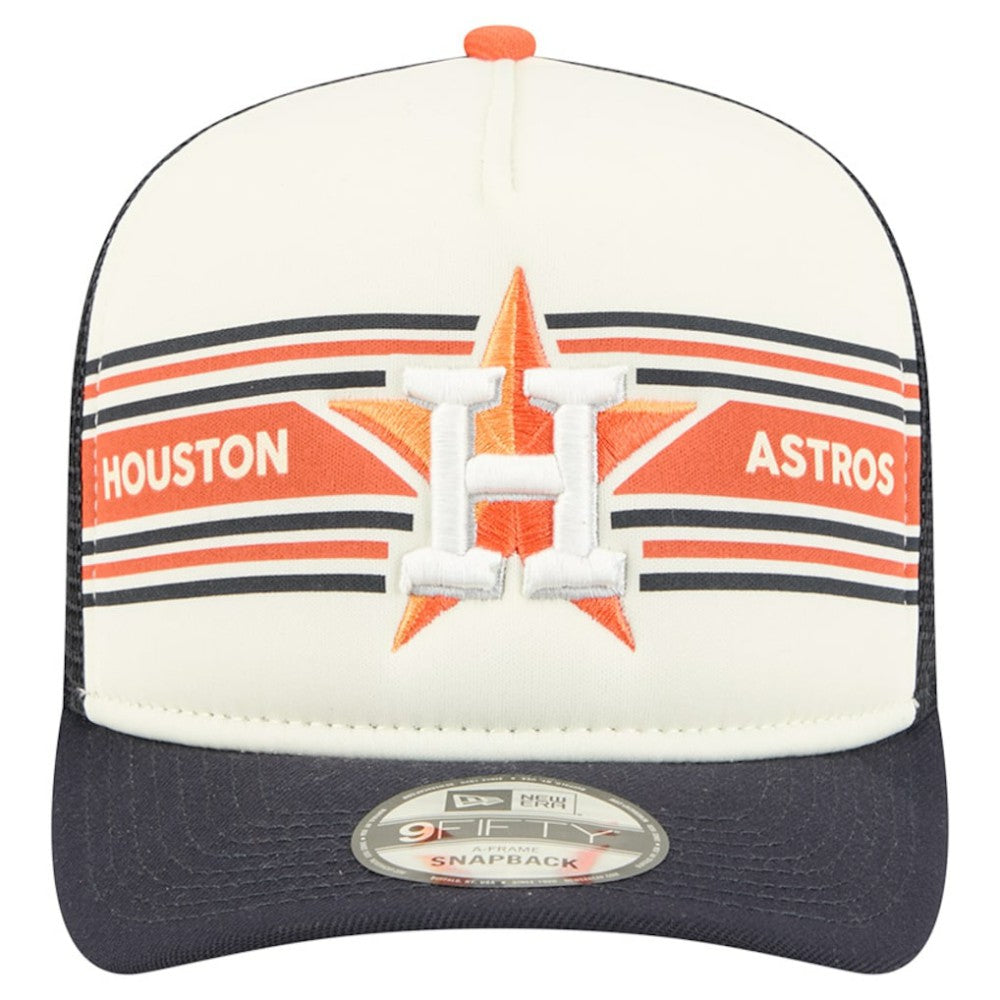 Houston Astros Banner A-Frame 9FIFTY Trucker Snapback Hat - Cream/Navy | New Era
