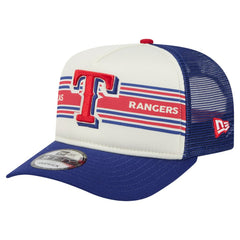 Texas Rangers Banner A-Frame 9FIFTY Trucker Snapback Hat - Cream/Royal | New Era