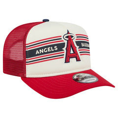 Los Angeles Angels Banner A-Frame 9FIFTY Trucker Snapback Hat - Cream/Red | New Era