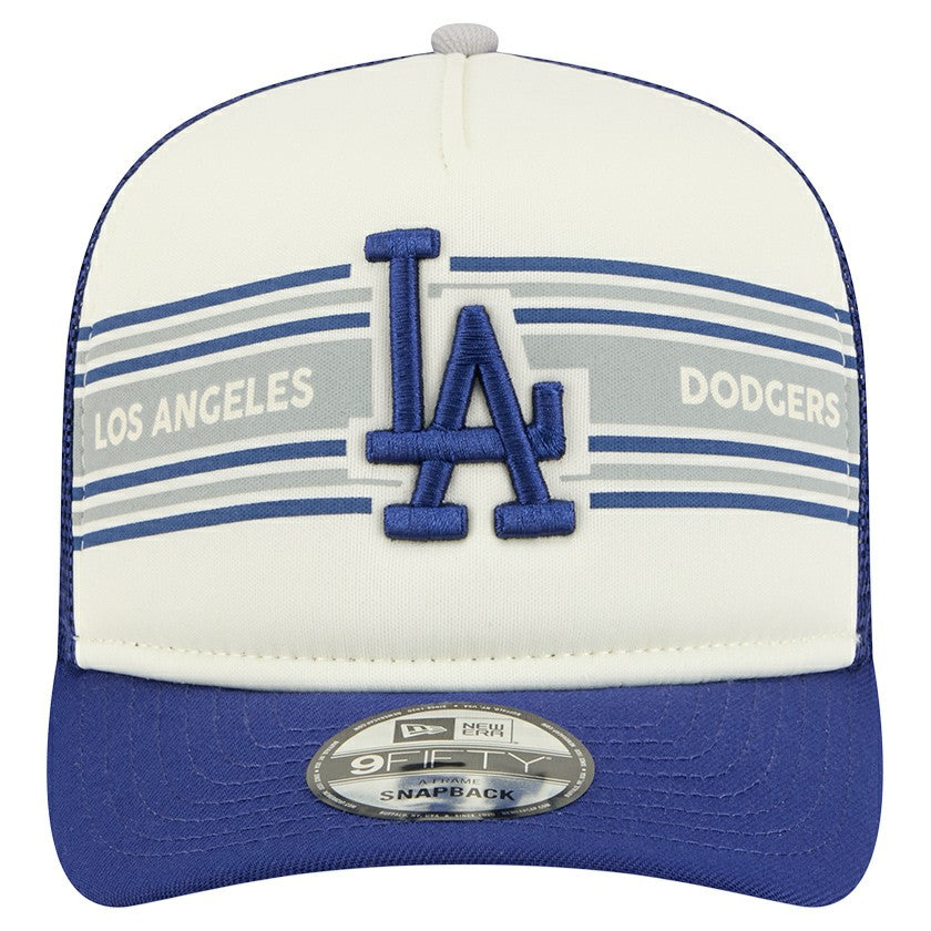 Los Angeles Dodgers Banner A-Frame 9FIFTY Trucker Snapback Hat - Cream/Royal | New Era