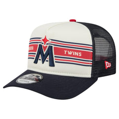 Minnesota Twins Banner A-Frame 9FIFTY Trucker Snapback Hat - Cream/Navy | New Era