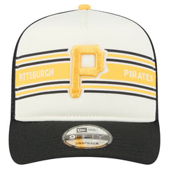 Pittsburgh Pirates Banner A-Frame 9FIFTY Trucker Snapback Hat - Cream/Black | New Era