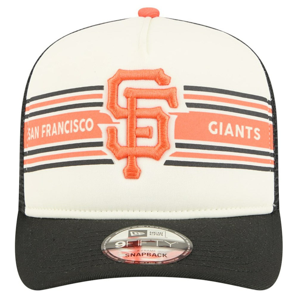 San Francisco Giants Banner A-Frame 9FIFTY Trucker Snapback Hat - Cream/Black | New Era