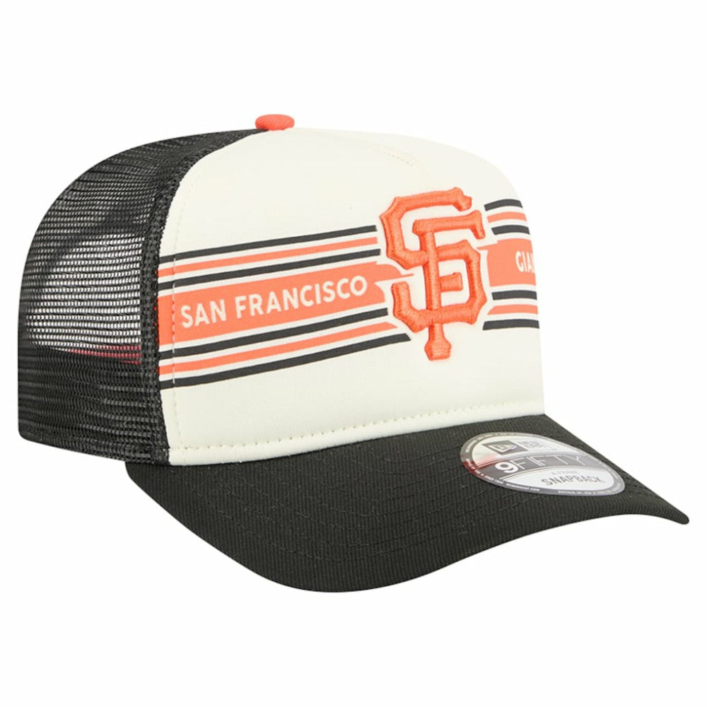 San Francisco Giants Banner A-Frame 9FIFTY Trucker Snapback Hat - Cream/Black | New Era