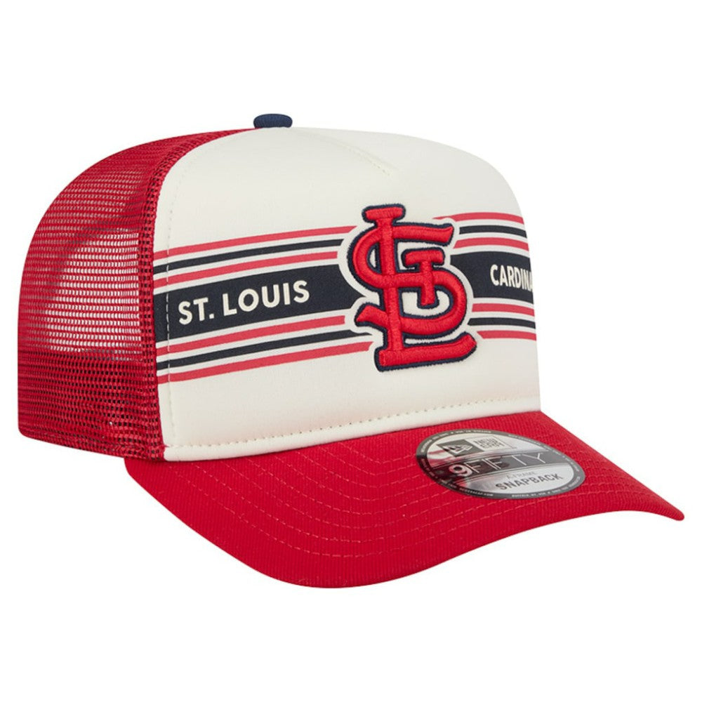 St. Louis Cardinals Banner A-Frame 9FIFTY Trucker Snapback Hat - Cream/Red | New Era