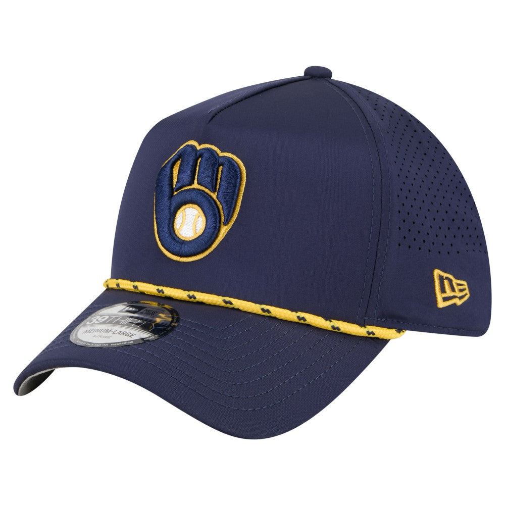 Milwaukee Brewers 39THIRTY A-Frame Perforated Flex Hat - Navy | New Era