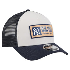 New York Yankees Text A-Frame Trucker 9FORTY Hat - Stone/Navy | New Era