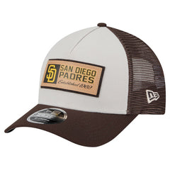 San Diego Padres Text A-Frame Trucker 9FORTY Hat - Stone/Brown | New Era