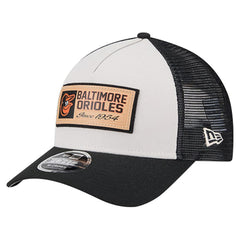 Baltimore Orioles Text A-Frame Trucker 9FORTY Hat - Stone/Black | New Era