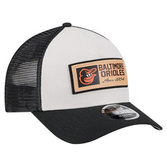 Baltimore Orioles Text A-Frame Trucker 9FORTY Hat - Stone/Black | New Era