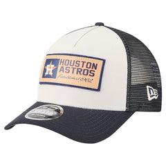 Houston Astros Text A-Frame Trucker 9FORTY Hat - Stone/Navy | New Era
