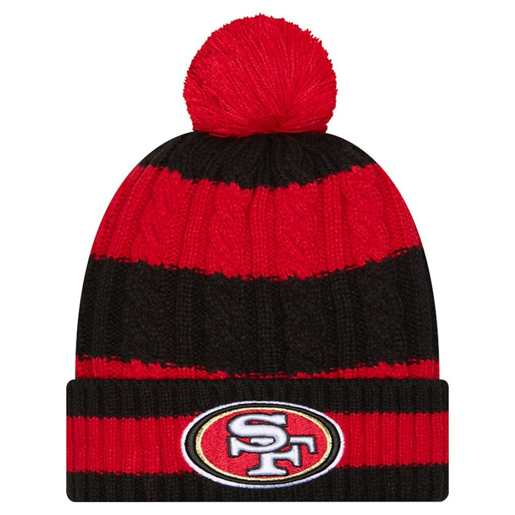 San Francisco 49ers New Era Women's Braided Cuffed Knit Hat with Pom - Scarlet discount