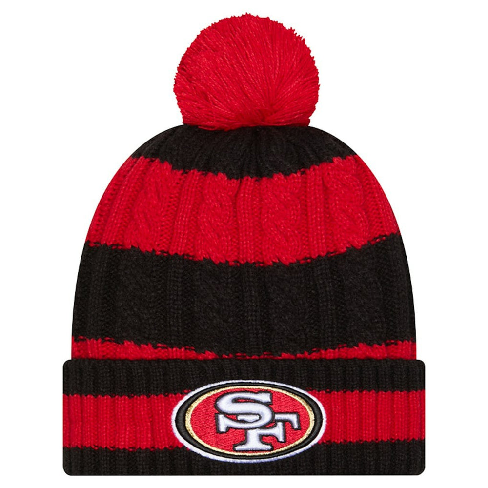 San Francisco 49ers New Era Women's Braided Cuffed Knit Hat with Pom - Scarlet discount