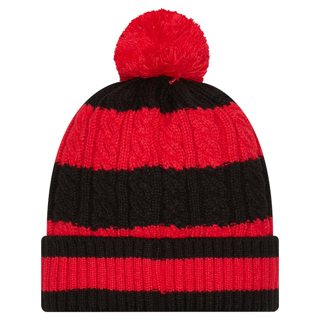 Kansas City Chiefs New Era Women's Braided Cuffed Knit Hat with Pom - Red for sale