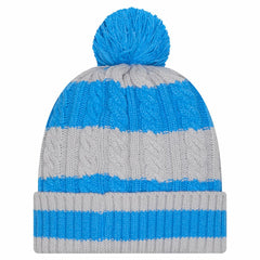 Detroit Lions New Era Women's Braided Cuffed Knit Hat with Pom - Blue cheap