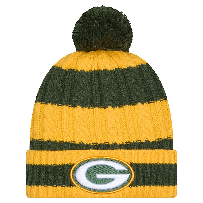 Green Bay Packers New Era Women's Braided Cuffed Knit Hat with Pom - Green cheap