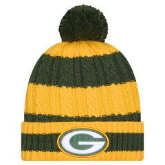 Green Bay Packers New Era Women's Braided Cuffed Knit Hat with Pom - Green cheap
