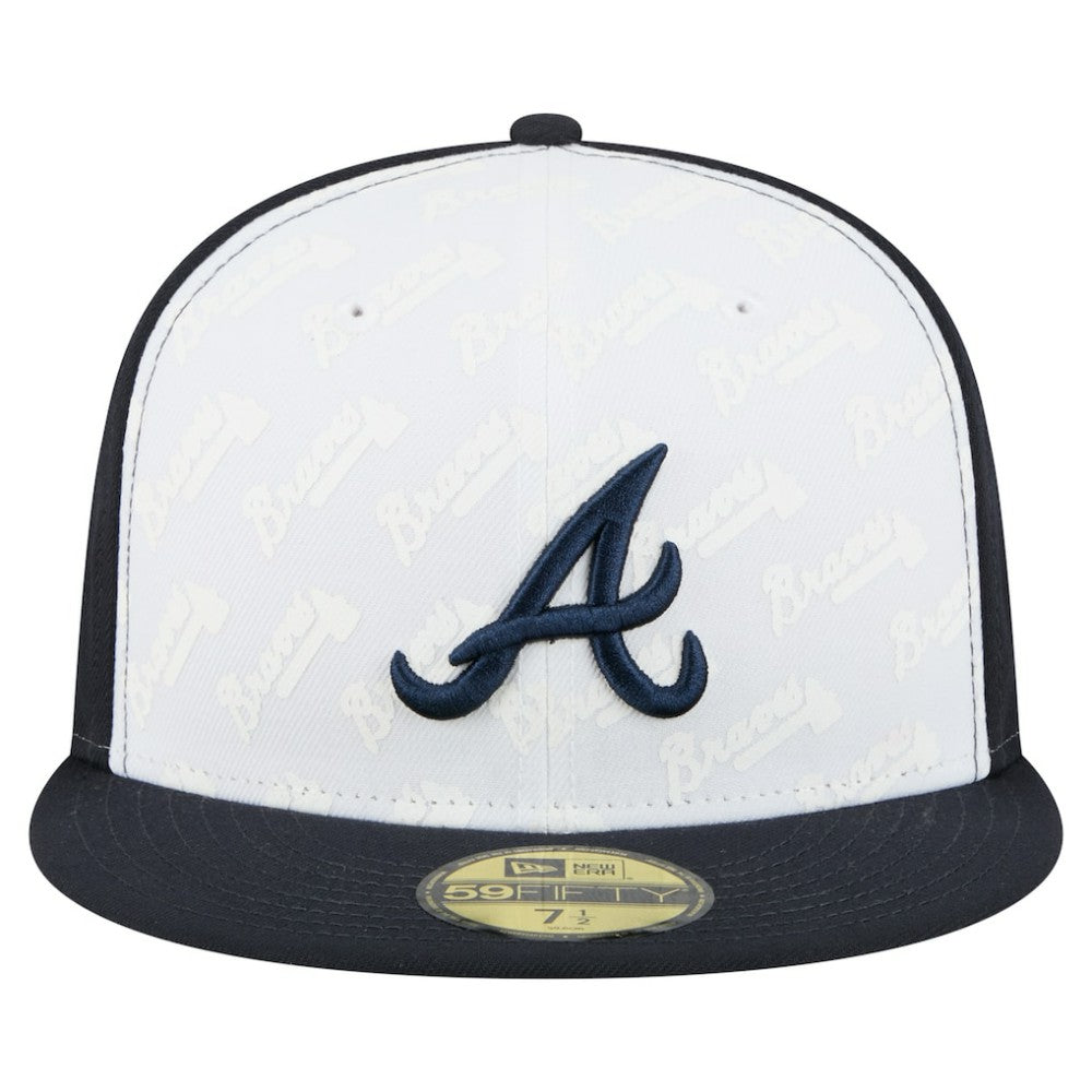 Atlanta Braves Repeat 59FIFTY Fitted Hat - White/Navy | New Era
