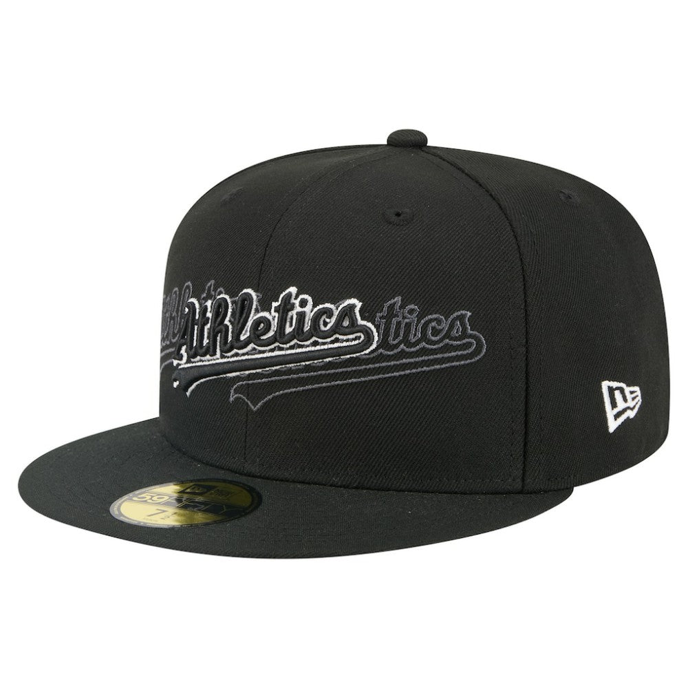 Athletics Tri-Hit 59FIFTY Fitted Hat - Black | New Era