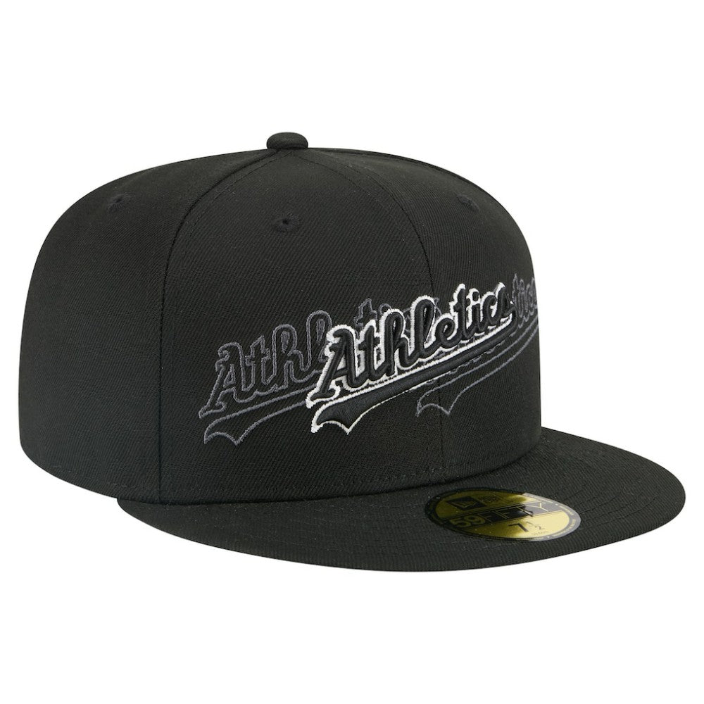 Athletics Tri-Hit 59FIFTY Fitted Hat - Black | New Era